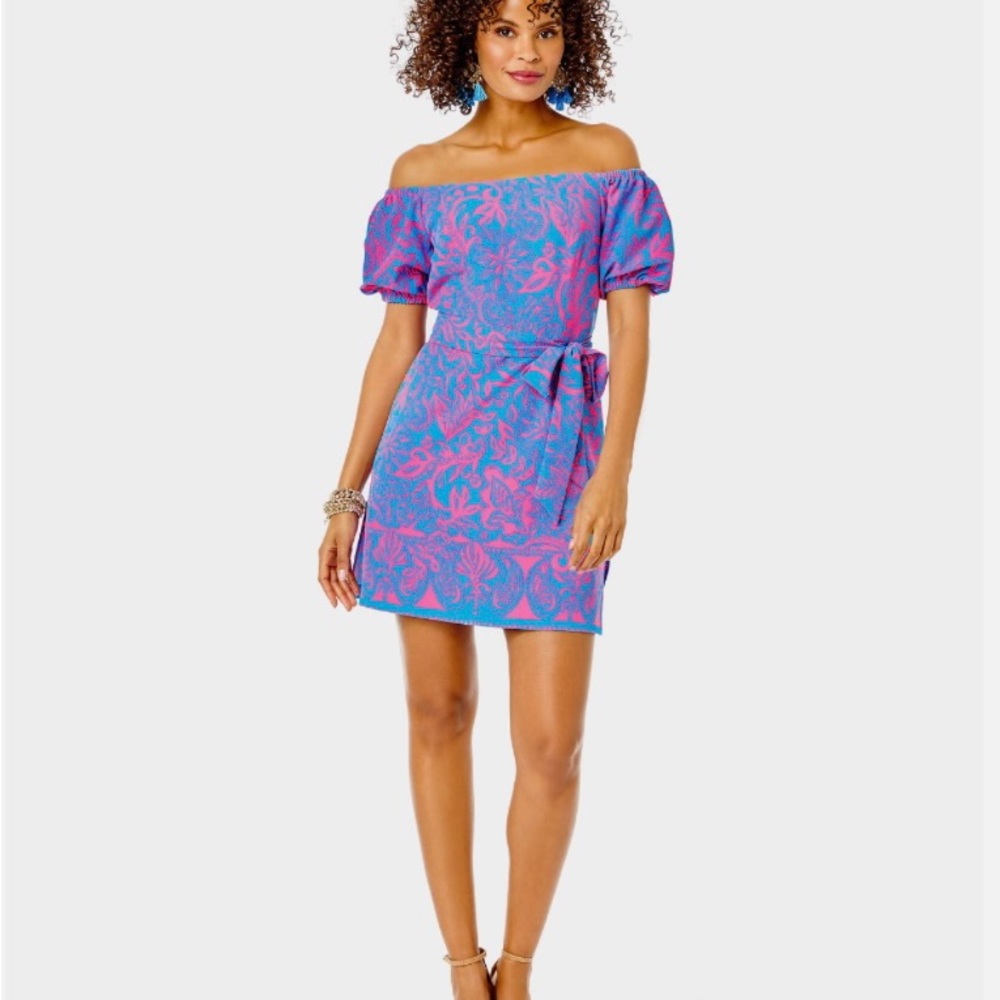 Worn once - Gorgeous Lilly Pulitzer size 6 Jada Off-The-Shoulder Romper! - Picture 5 of 6